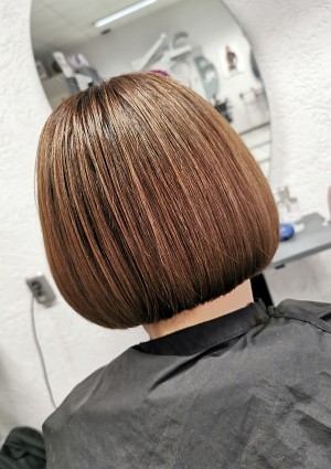  Damenfrisur Color Paint Bob Glattes Haar 